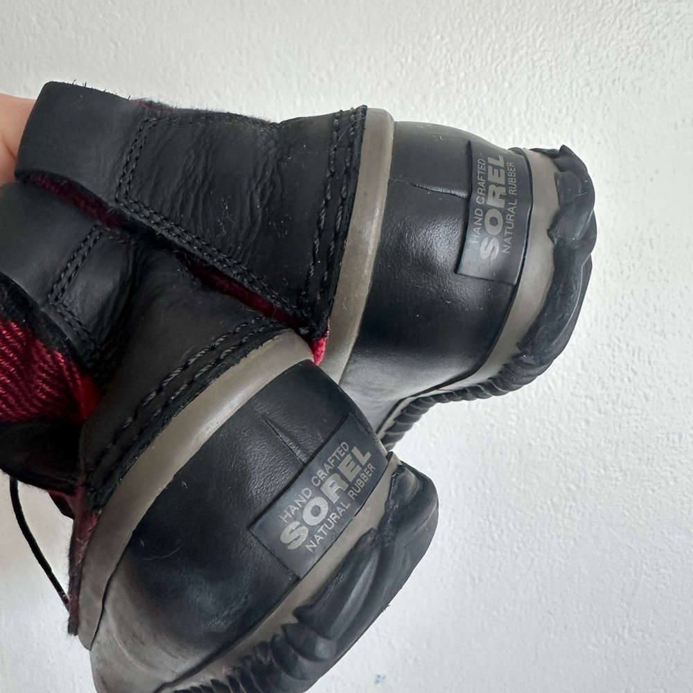 Sorel Women's Black & Red Plaid Duck Boots - Picture 6 of 7